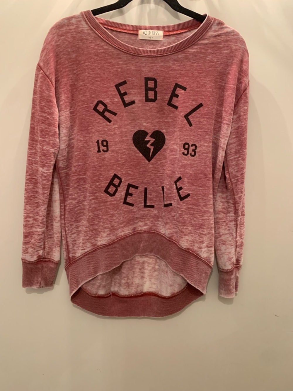 🩷WILD KISS🩷DISTRESSED CREW NECK SWEATSHIRT. SUPER SOFT!